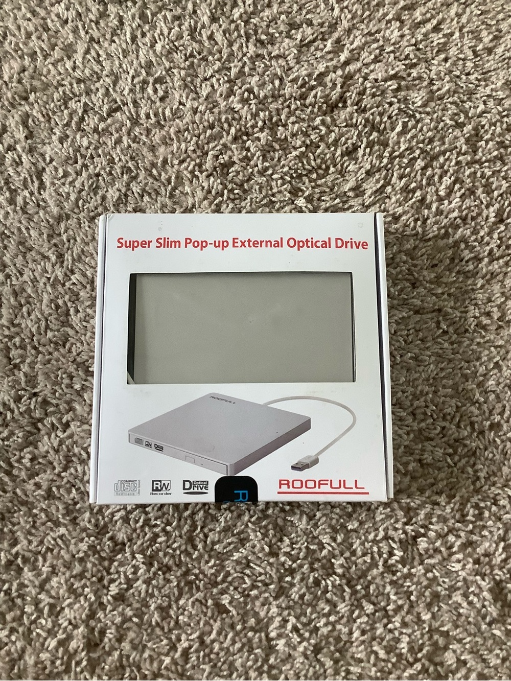 ROOFULL Super Slim Pop-up External CD/DVD Drive - White